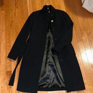 J. Crew Double Cloth Black Wool Midi Coat